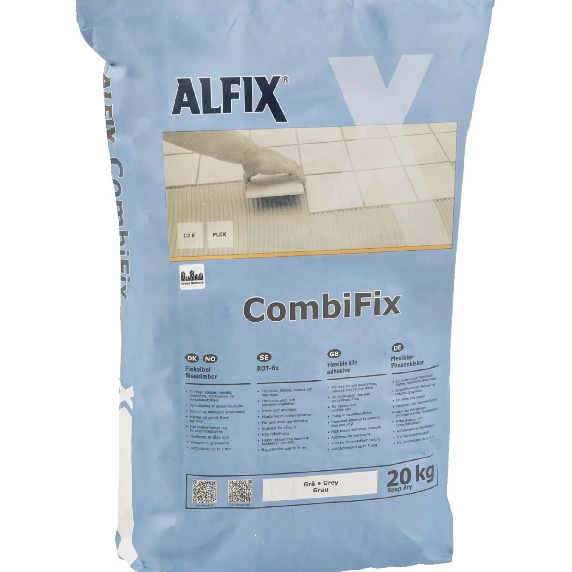 Clearance Alfix COMBIFIX FLISEKLÆB 20 KG GRÅ