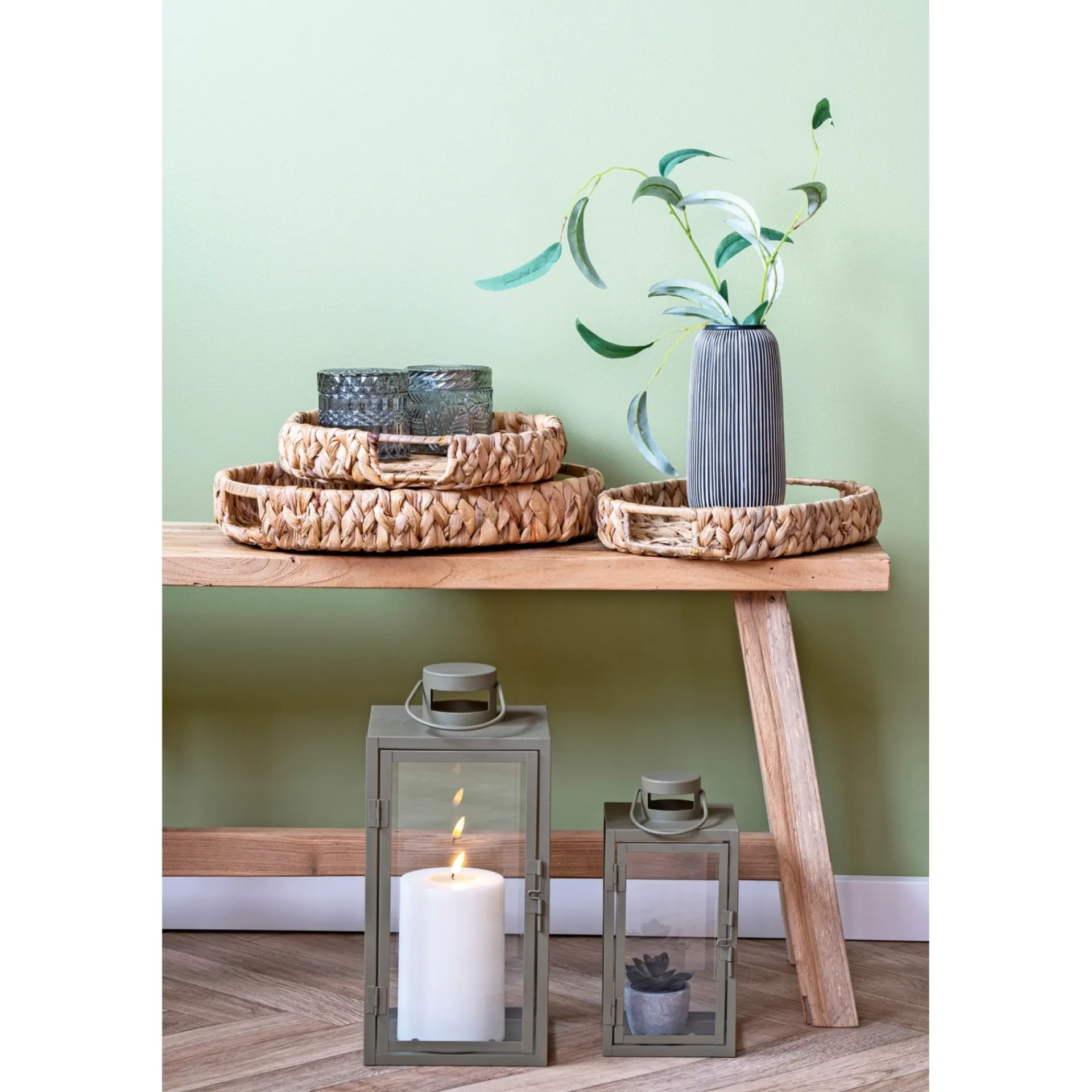 Sale Boliginteriør BOLIGINTERIØR METAL LANTERNESÆT H25/H35 CM GRØN