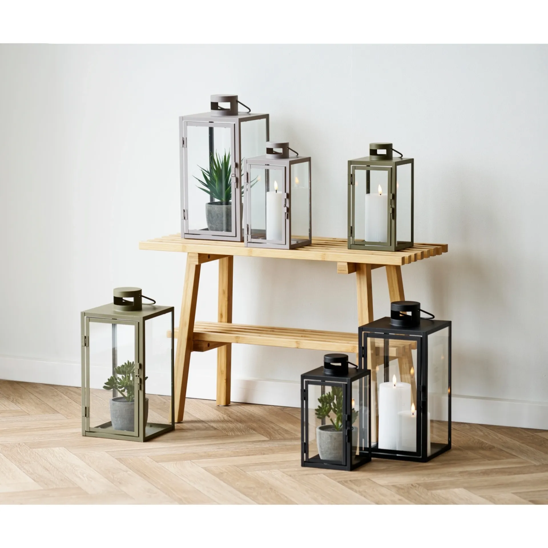 Sale Boliginteriør BOLIGINTERIØR METAL LANTERNESÆT H25/H35 CM GRØN