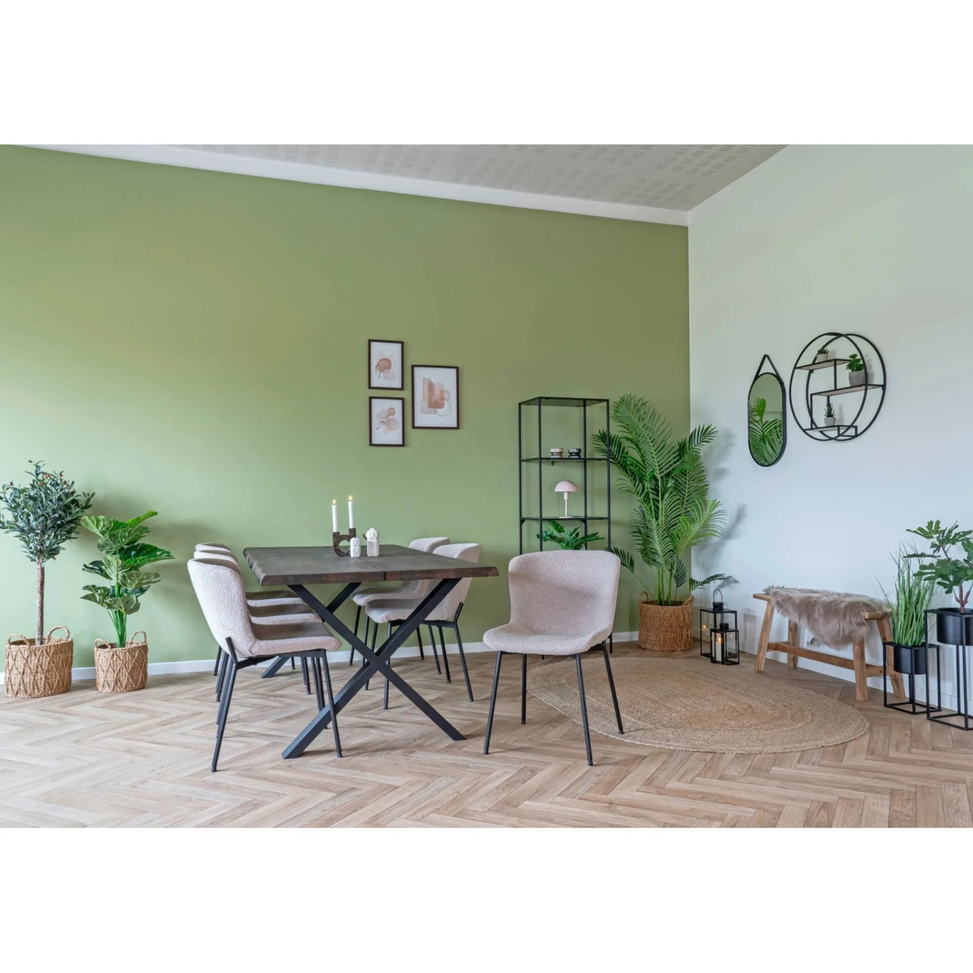 Boliginteriør BOLIGINTERIØR RUND HYLDE NATUR/SORT 60 X 13 X 60 CM