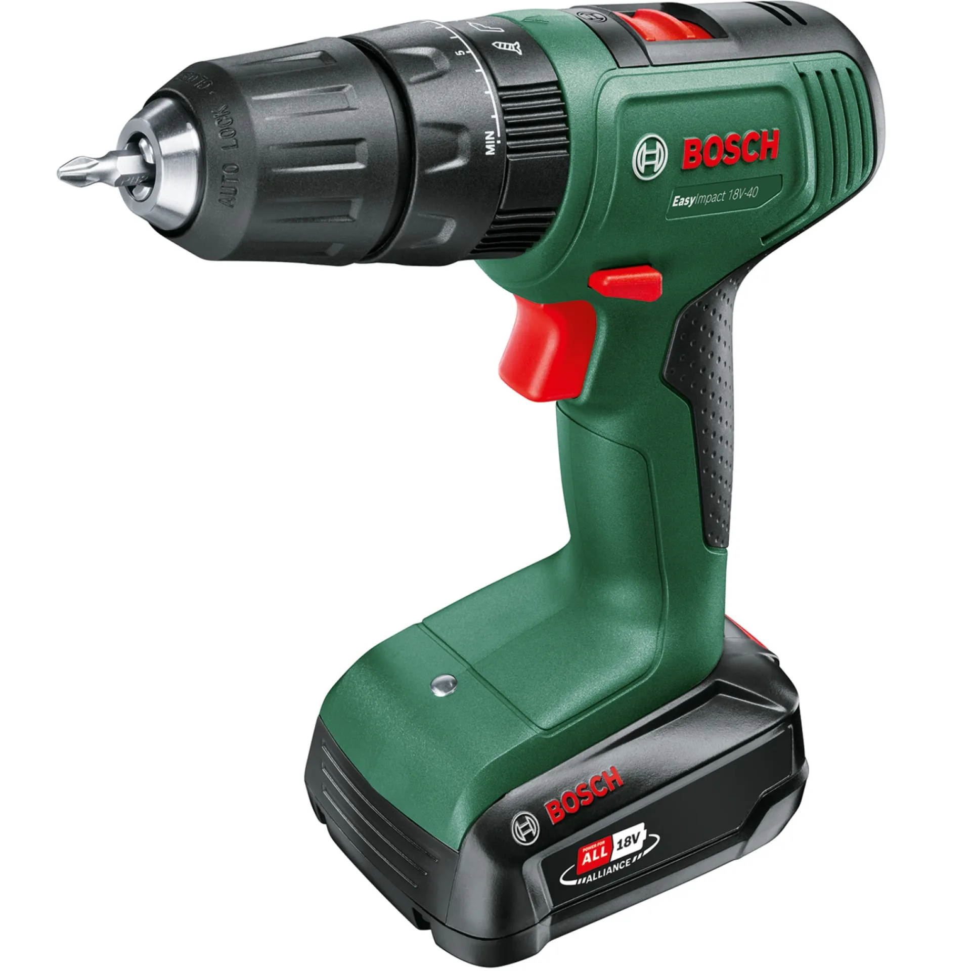 Clearance Bosch EASY EASYIMPACT 18V-40 SLAGBORE-/SKRUEMASKINE AKKU UDEN BATTERI OG LADER