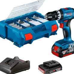 Best Bosch PRO GSB 18V-45 SLAGBOREMASKINE AKKU MED BATTERI OG LADER