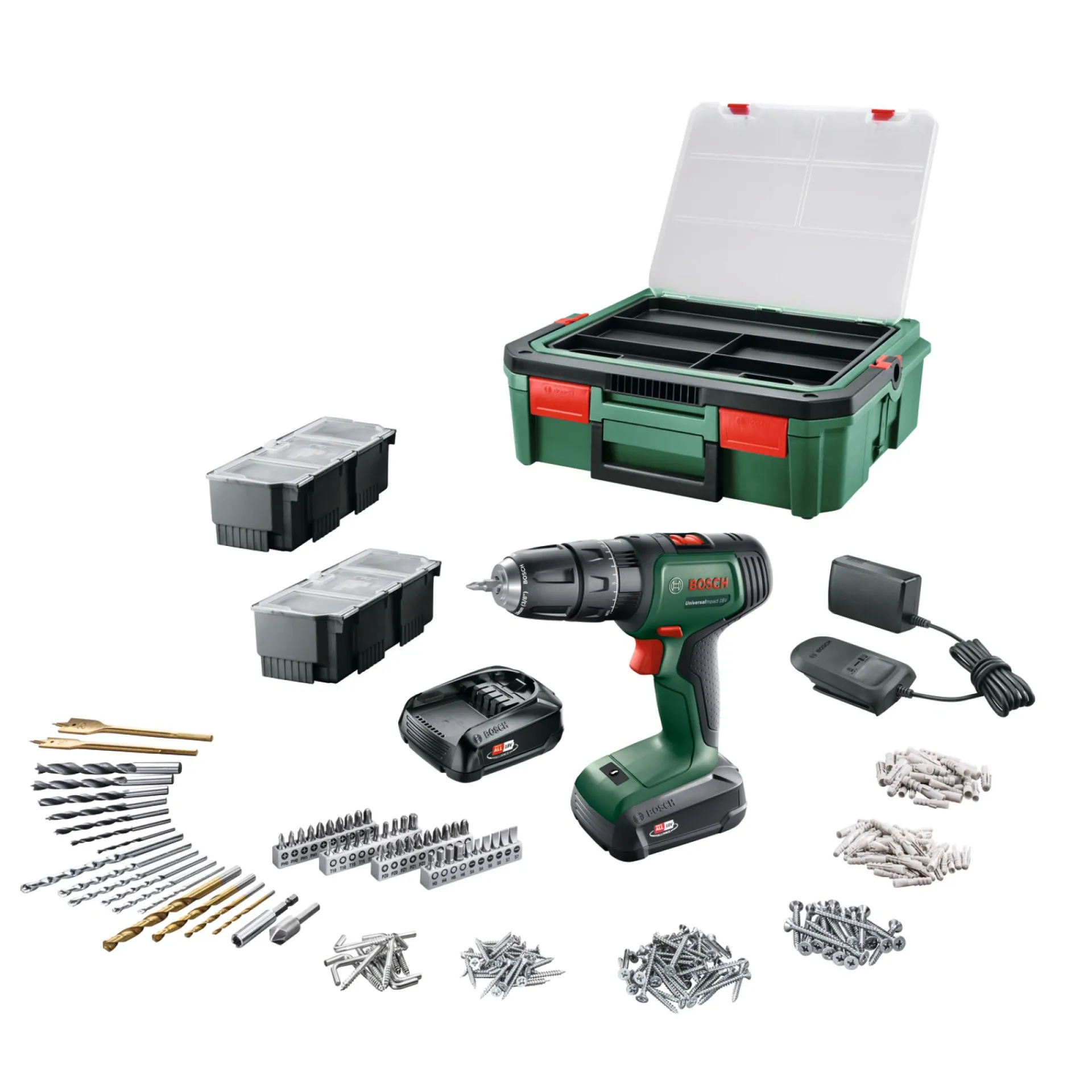 Best Bosch UNIVERSAL IMPACT 18V SLAGBOREMASKINE AKKU MED BATTERI OG LADER