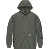 Online Carhartt LOOSE FIT MIDWEIGHT LOGO SLEEVE GRAPHIC SWEATSHIRT HÆTTETRØJE XL GRØN