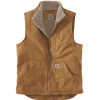 Clearance Carhartt LOOSE FIT WASHED DUCK SHERPA-LINED MOCK-NECK VEST VEST M BRUN