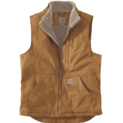 Clearance Carhartt LOOSE FIT WASHED DUCK SHERPA-LINED MOCK-NECK VEST VEST M BRUN