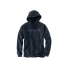 Best Carhartt MARQUETTE LOGO SWEATSHIRT HÆTTETRØJE S NAVY BLÅ