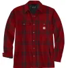 Clearance Carhartt RELAXED FIT FLANNEL SHERPA-LINED SHIRT JAC SKJORTEJAKKE L RØD TERNET