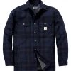 Outlet Carhartt RELAXED FIT FLANNEL SHERPA-LINED SHIRT JAC SKJORTEJAKKE M NAVY