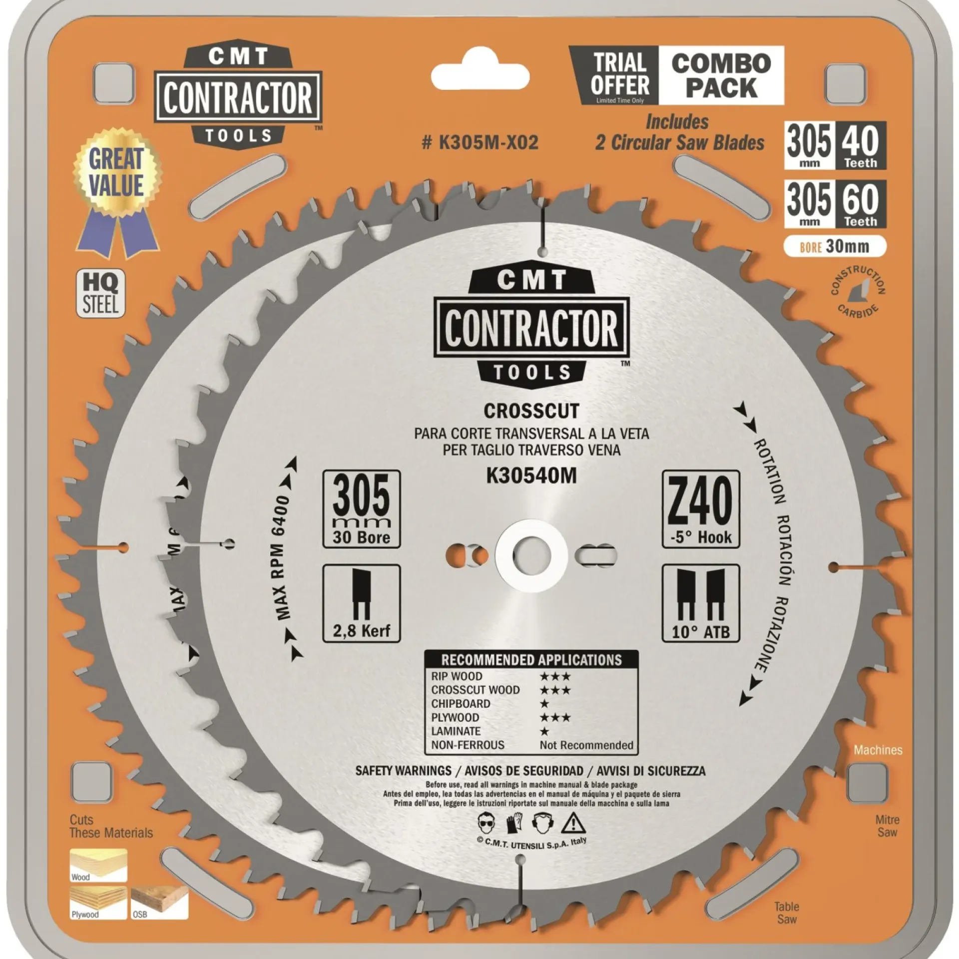 New CMT Z40-60 W C RUNDSAVKLINGESÆT 305X30 MM