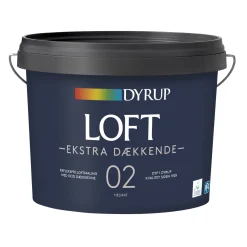 Clearance Dyrup 02 EKSTRA DÆKKENDE LOFTSMALING 9 L HVID
