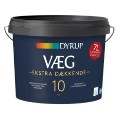 Clearance Dyrup 10 EKSTRA DÆKKENDE VÆGMALING 7 L HVID