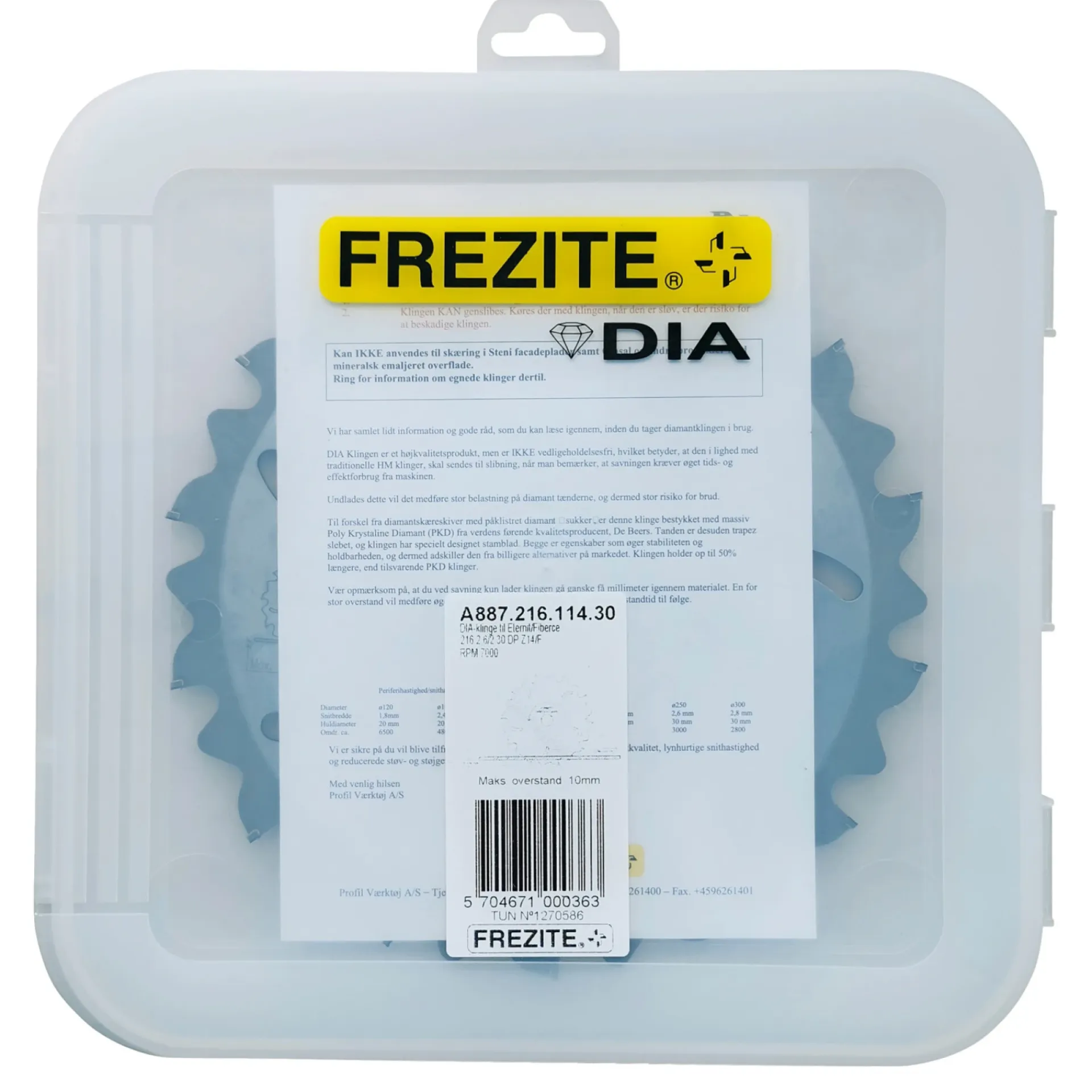 New Frezite Z14 ETERNIT DIAMANTSAVKLINGE 216X2,6X30 MM