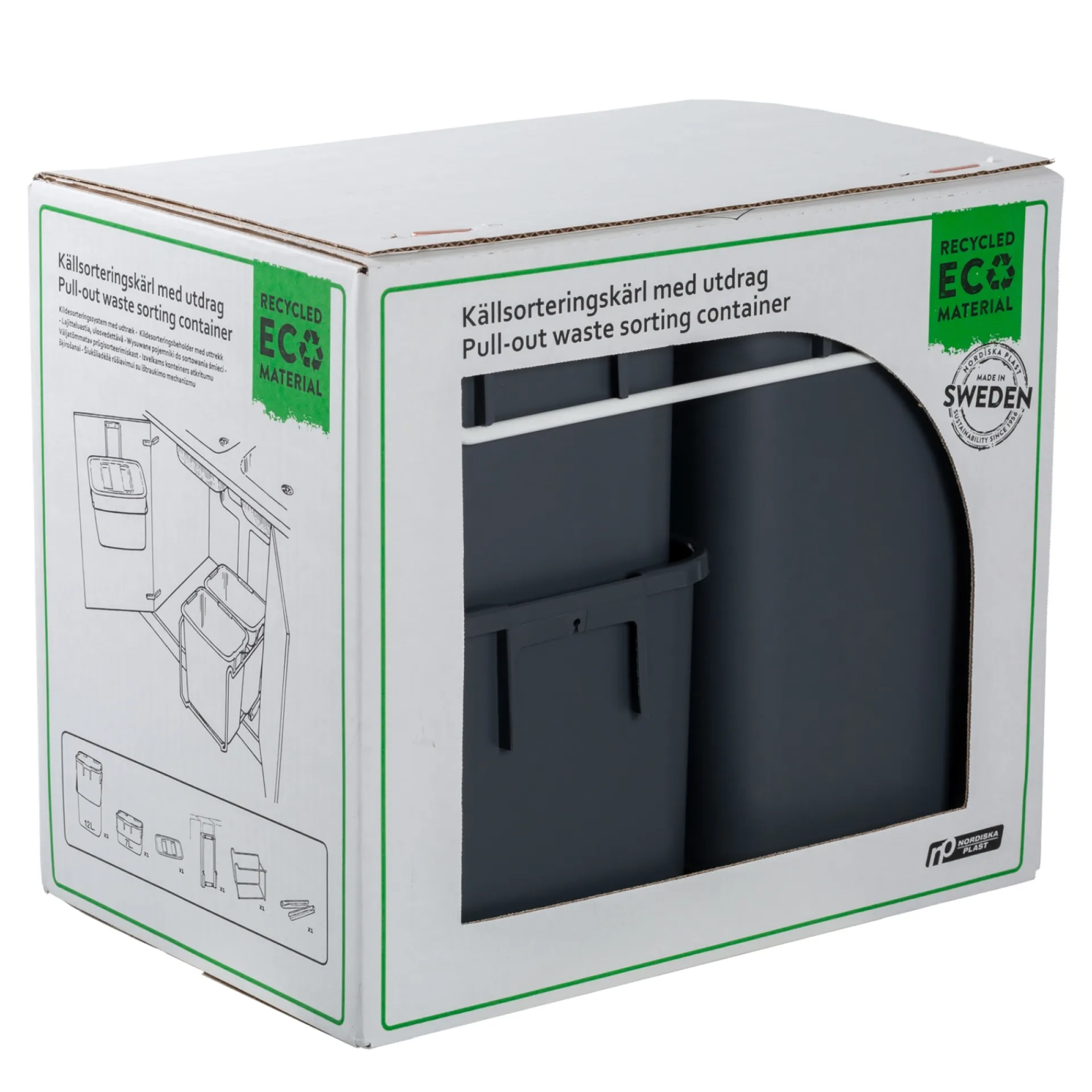 Discount G. funder 2X12 L., 1X7 L. AFFALDSSORTERING GRÅ 395 X 270 X 355MM