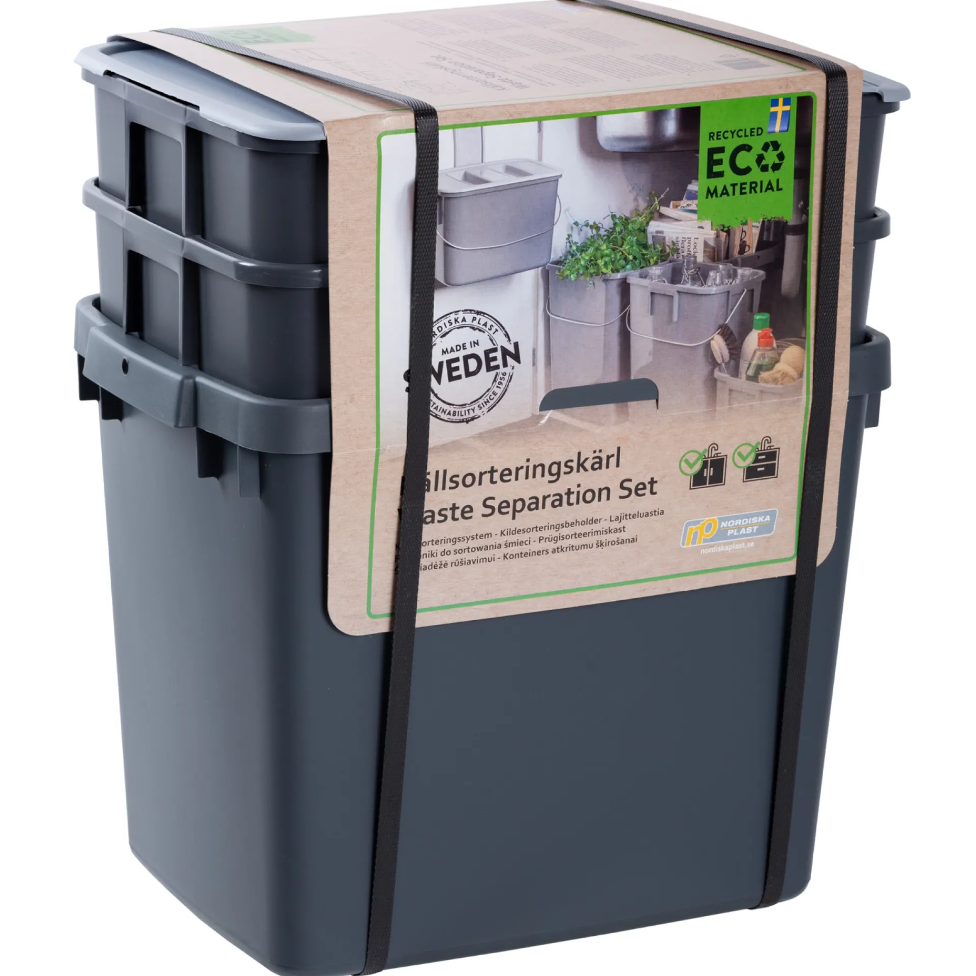 Sale G. funder 1X25 L., 2X12 L. 2X7 L. AFFALDSSORTERING GRÅ 375 X 275 X 450