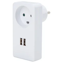 Online Gripo STIKDÅSE HVID M/ 2 USB UDTAG