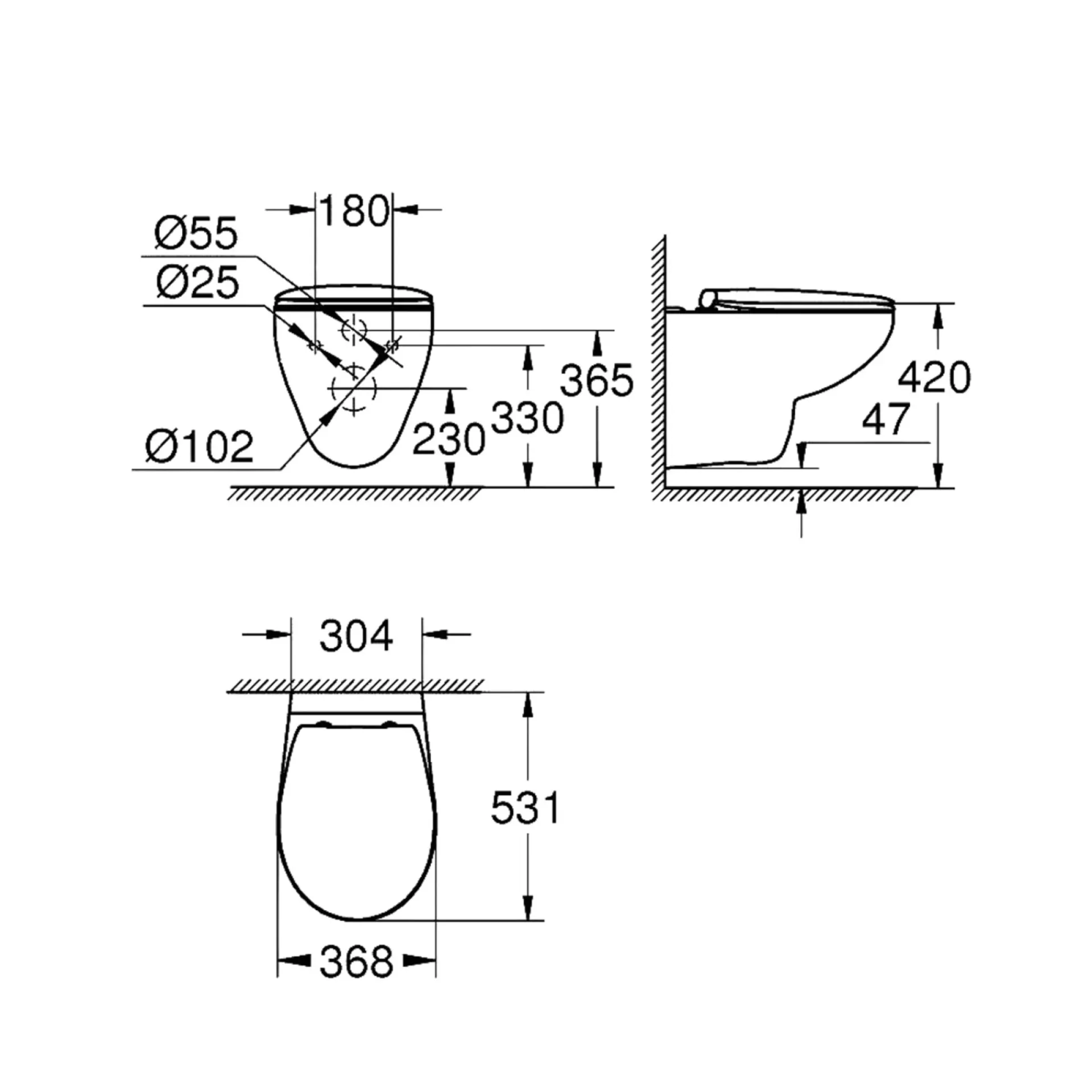 Sale Grohe BAU CERAMIC M/SOFT CLOSE SÆDE VÆGHÆNGT TOILET