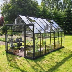 New Halls ICON 8 DRIVHUS EKSKL. SOKKEL 3 MM DELT GLAS SORT 11,2 M2