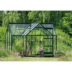 Discount Halls ICON 6 GARDENHOUSE EKSKL. SOKKEL HÆRDET GLAS GRØN 8,6 M2