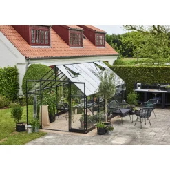 Best Halls QUBE+ 816 DRIVHUS 3 MM HÆRDET GLAS HELE BANER SORT 13 M²