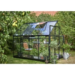 Sale Halls QUBE 68 DRIVHUS 3 MM HÆRDET GLAS HELE BANER SORT 5 M²