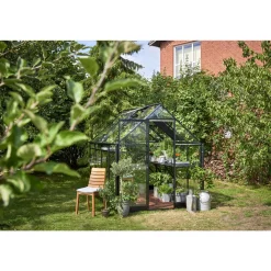 Sale Halls QUBE 68 DRIVHUS 3 MM HÆRDET GLAS HELE BANER SORT 5 M²