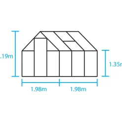 Sale Halls QUBE 66 DRIVHUS 3 MM HÆRDET GLAS HELE BANER SORT 3,9 M2