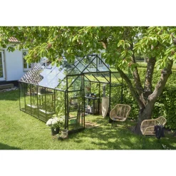 Online Halls QUBE+ 812 DRIVHUS EKSKL. SOKKEL 3 MM HÆRDET GLAS SORT 9,9 M2