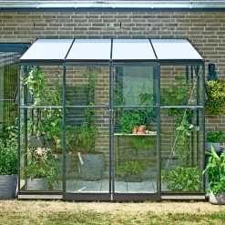 Clearance Halls QUBE LEAN-TO 68 VÆGDRIVHUS 3 MM HÆRDET GLAS SORT 4,7 M2