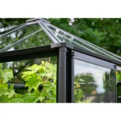 New Halls QUBE SQUARE DRIVHUS 3 MM HÆRDET GLAS HELE BANER SORT 6,3 M2