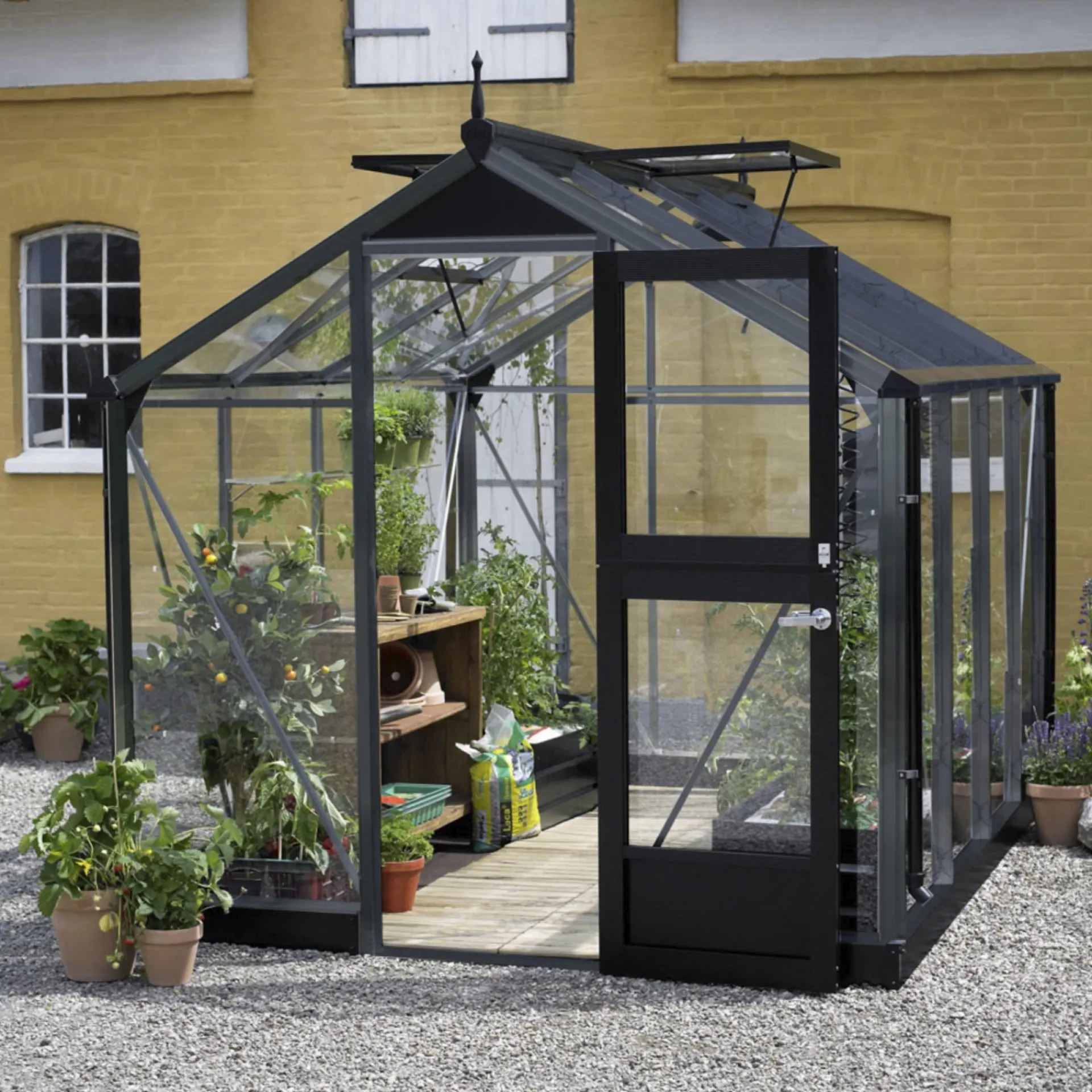 Best Juliana COMPACT EKSKL. SOKKEL DRIVHUS 3 MM HÆRDET GLAS HELE BANER ANTRACIT 5 M²