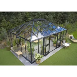 Juliana GRAND OASE DRIVHUS 3 MM HÆRDET GLAS HELE BANER ANTRACIT 25,6 M2