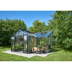 Sale Juliana ORANGERI DRIVHUS 3 MM HÆRDET GLAS HELE BANER ANTRACIT 21,5 M2