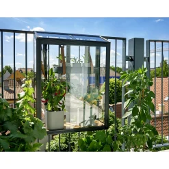 Clearance Juliana URBAN BALCONY VÆGDRIVHUS 4 MM HÆRDET GLAS HELE BANER SORT 0,16 M²