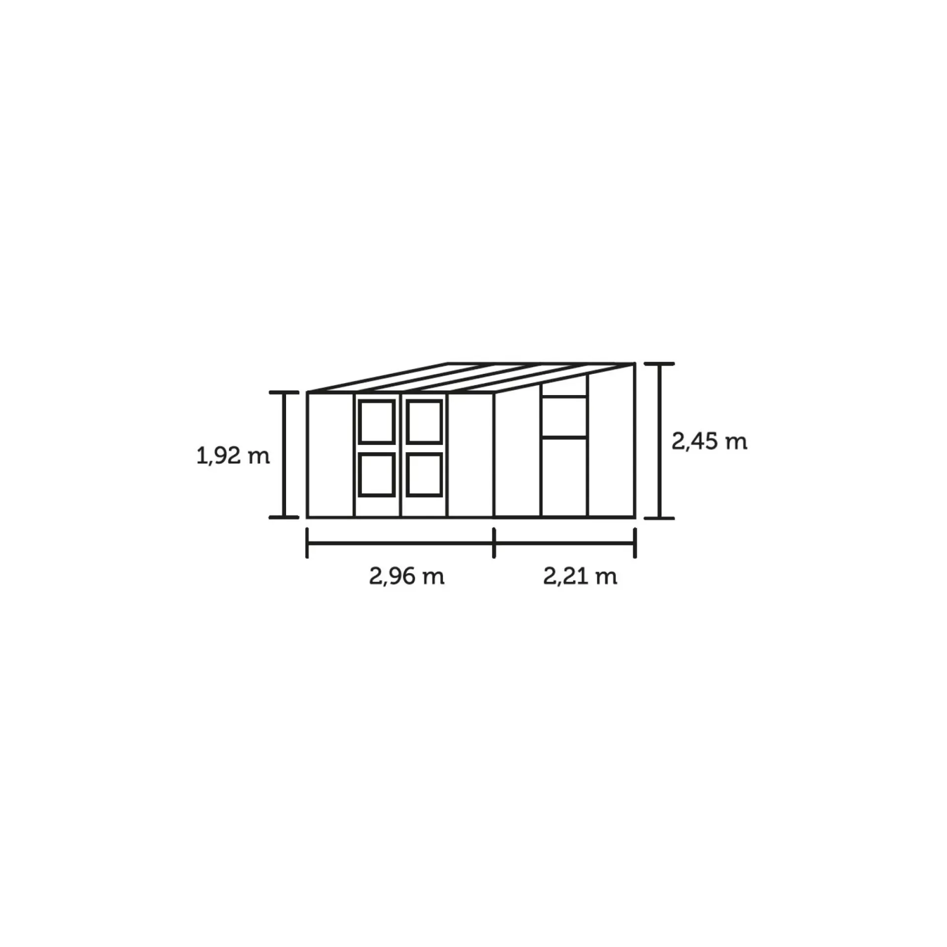 New Juliana VERANDA VÆGDRIVHUS 3MM HÆRD GLAS HELE BANER,10MM POLYTAG ANTRACIT 6,6 M2
