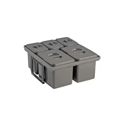 Outlet Juvel JAZZ60-5 AFFALDSSORTERING GRÅ. BEHOLDERE I GRÅ 2X12L,3X5L