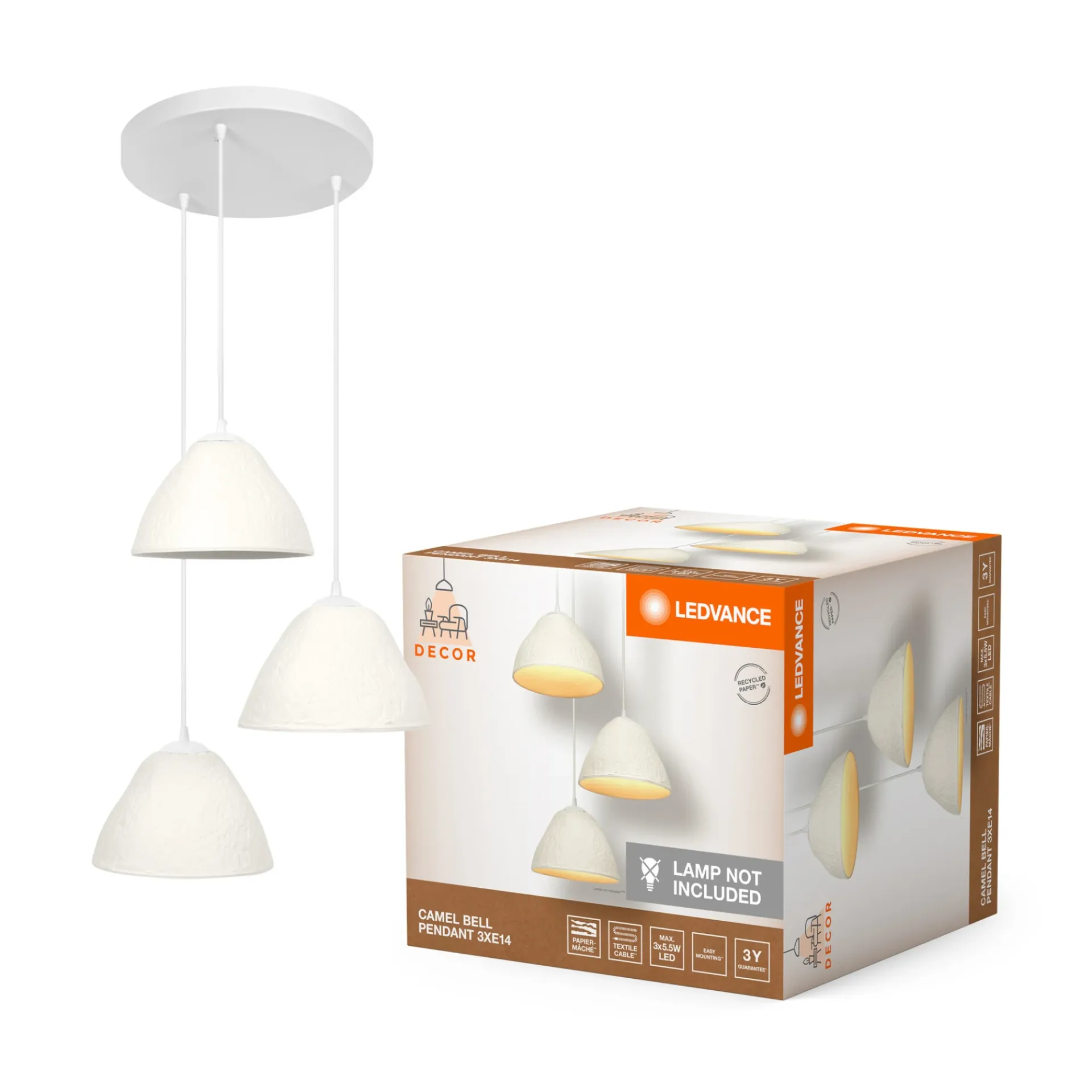 New LEDVANCE DECOR CAMEL PENDEL HVID 31,2 CM