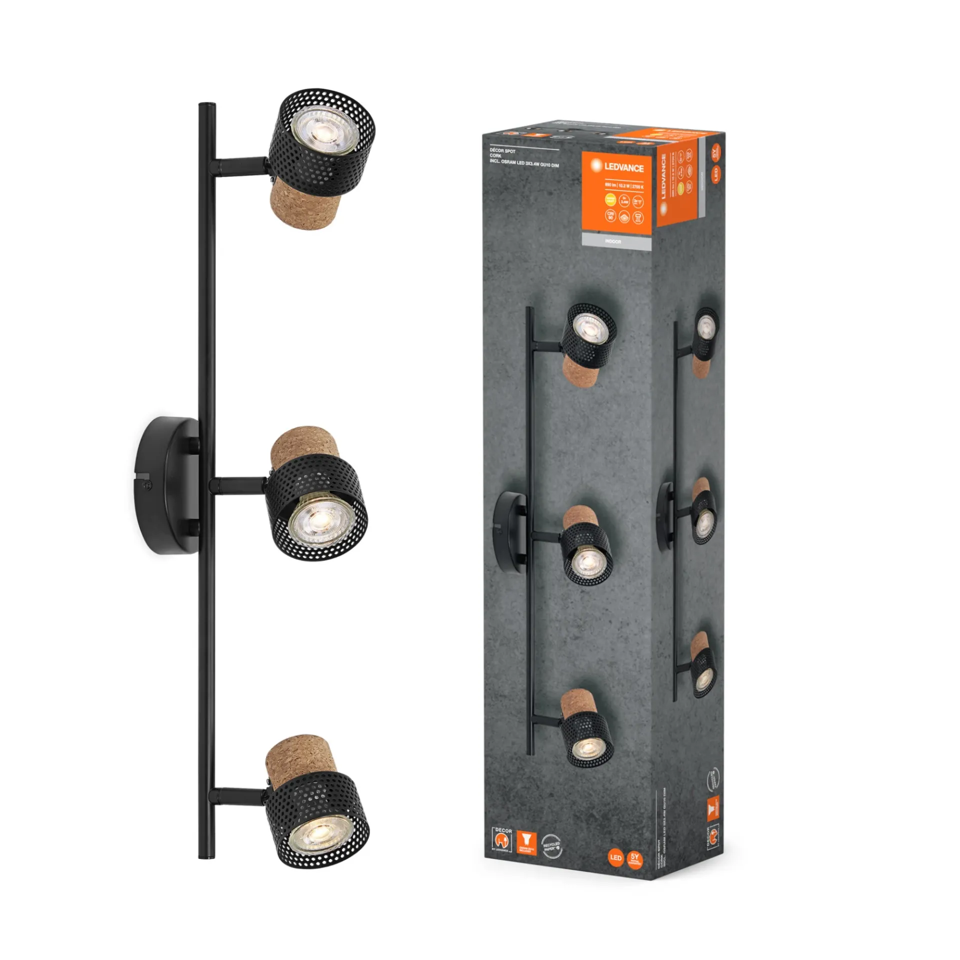 Best LEDVANCE DECOR CORK SPOTLAMPE SORT GU10 10,2W