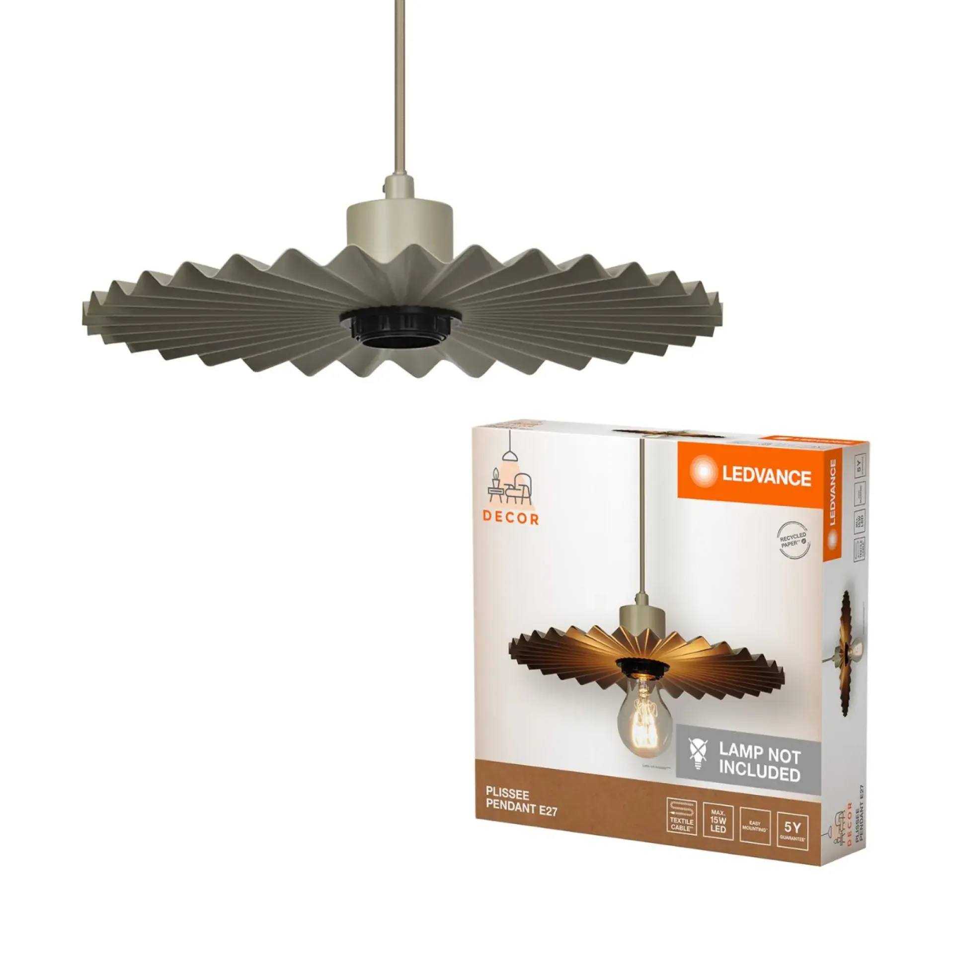 Sale LEDVANCE DECOR PLISSEE PENDEL BEIGE 30,8 CM