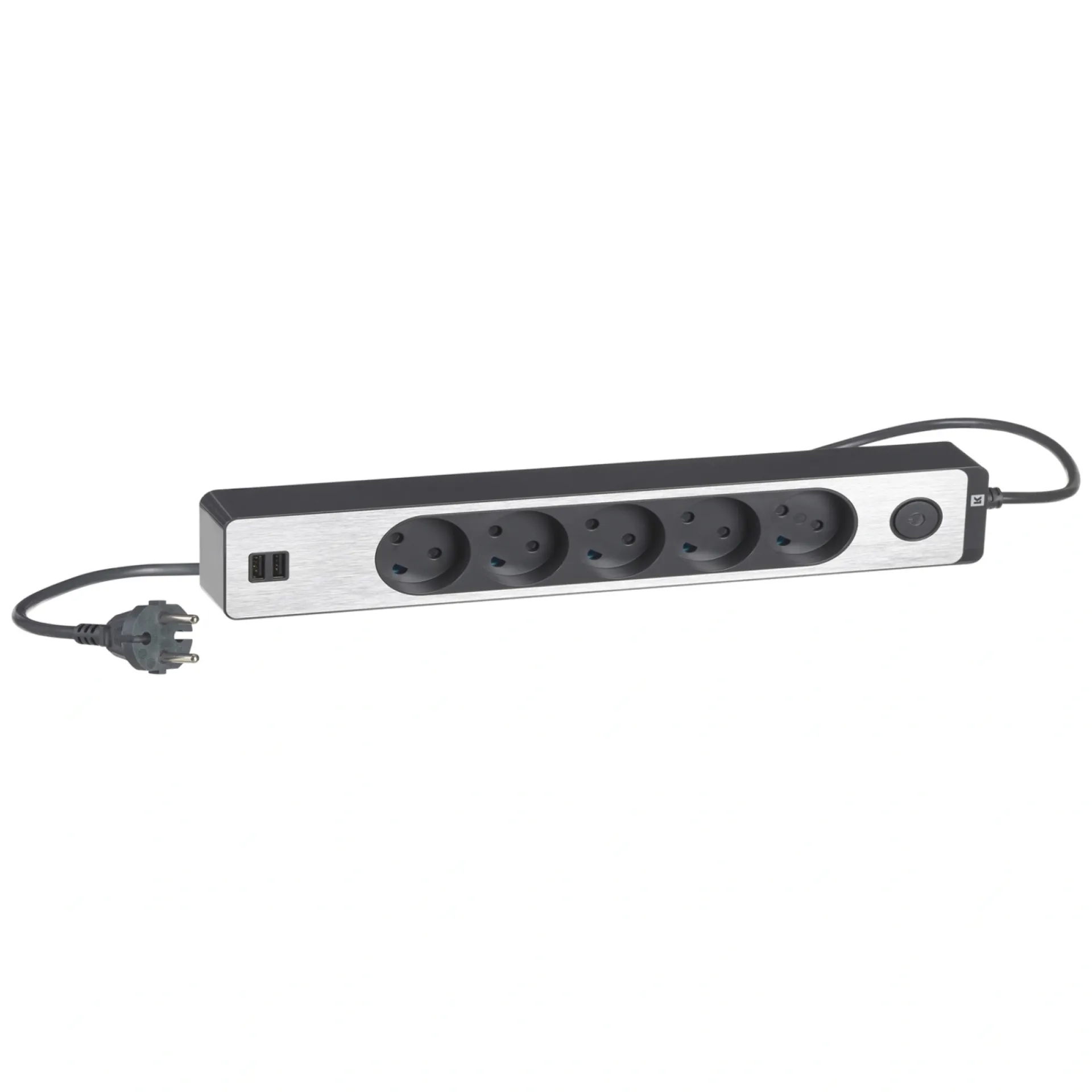 Discount LK STIKDÅSE 5 UDTAG + 2 USB UDTAG U/JORD M/AFBRYDER KOKSGRÅ 1,5 M KABEL