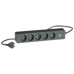 Sale LK STIKDÅSE 5 UDTAG U/JORD M/AFBRYDER KOKSGRÅ 1,5 M KABEL