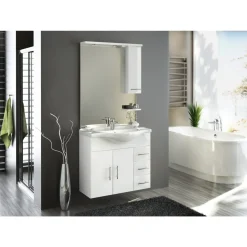 New Milobad LIMONE BADMØBEL HVID HØJGLANS LÅGER OG SKUFFER 86 CM