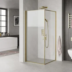 Clearance Milobad MESSING PROFIL BRUSEDØR KLART GLAS 90 CM