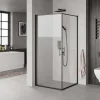 New Milobad SORT PROFIL BRUSEDØR KLART GLAS 90 CM