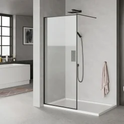 Clearance Milobad SORT PROFIL BRUSEVÆG KLART GLAS 80 CM