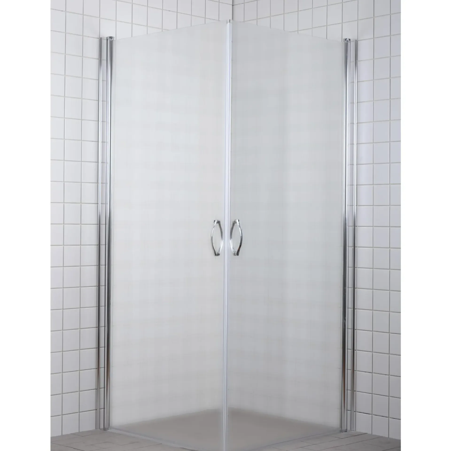 Milobad 90X90X195 CM LIGE BRUSEHJØRNE FROST 90 CM