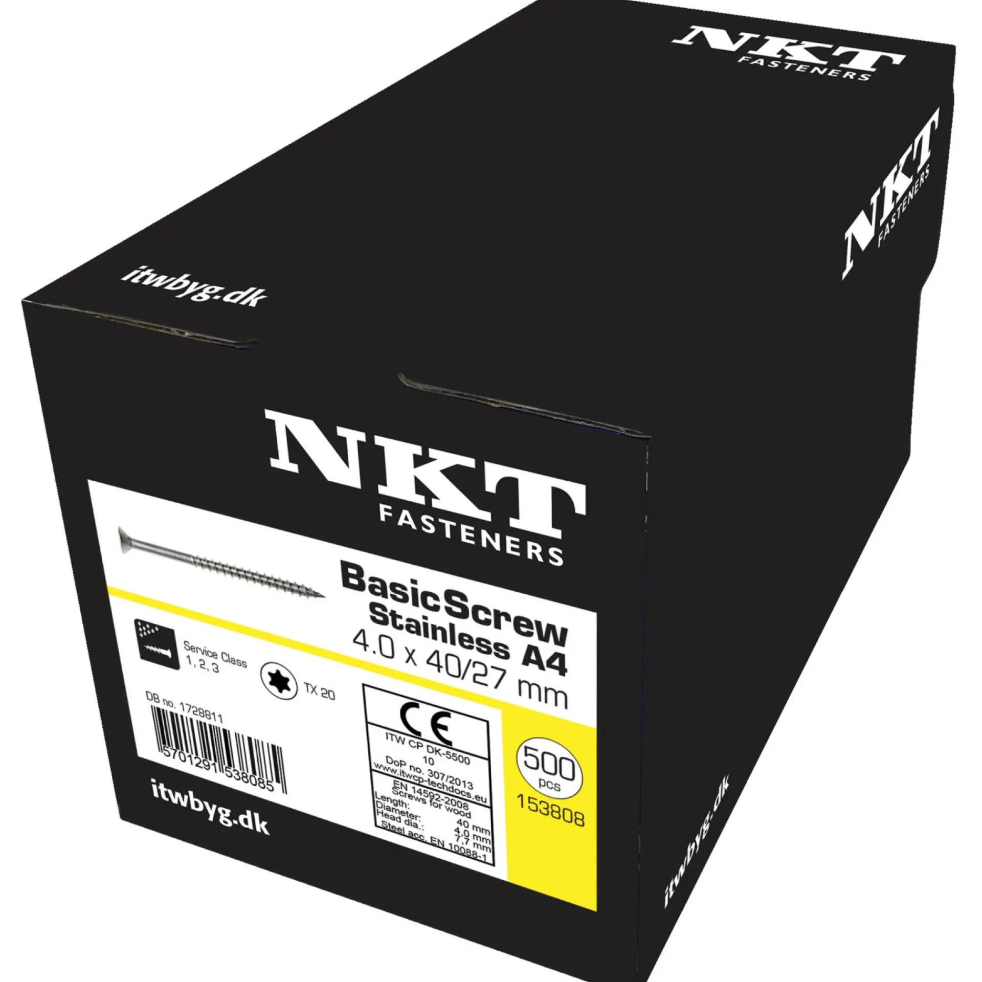 Clearance NKT BASIC UNIVERSALSKRUE SKRUE 4,0X40 MM BLANK 500 STK