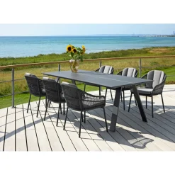 Clearance Outrium CARROS/PALMA BORD + 6 STOLE HAVEMØBELSÆT SORT/GRÅ