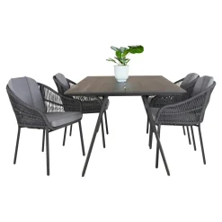 Best Outrium CARROS/PALMA BORD + 4 STOLE HAVEMØBELSÆT SORT/GRÅ