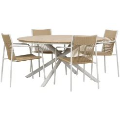 New Outrium CATANIA BORD + 4 STOLE HAVEMØBELSÆT NATUR/GRÅBEIGE